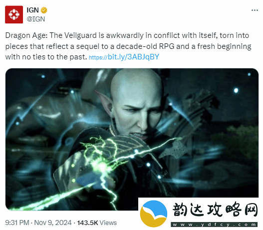IGN批评龙腾世纪4遭嘲讽:EA塞的钱只够评个分